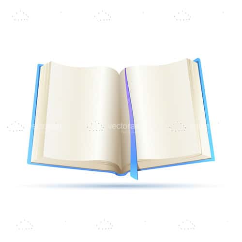 Open Book with Blue Cover on a White Background